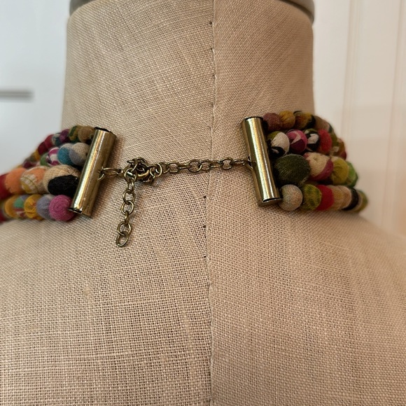 Statement necklace made out of cloth beads.   So light and airy and colorful. - Picture 3 of 3